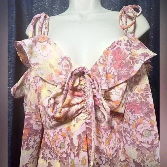 Rewind Juniors Women’s Floral Cold Shoulder Cut Out Dress - Picture 4 of 15